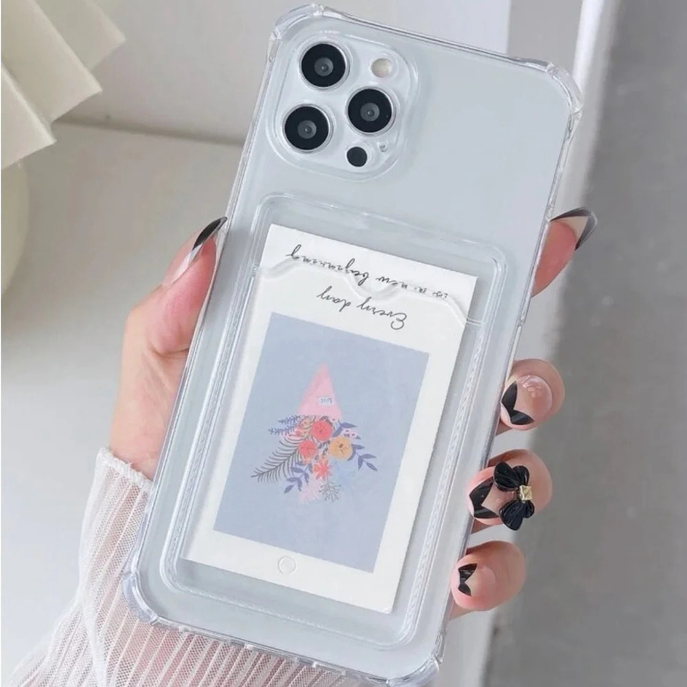 ⚠️Clearance iPhone 15/Pro/Pro Max Clear Protective Phone Case W/ Card Holder SAU - Picture 2 of 4